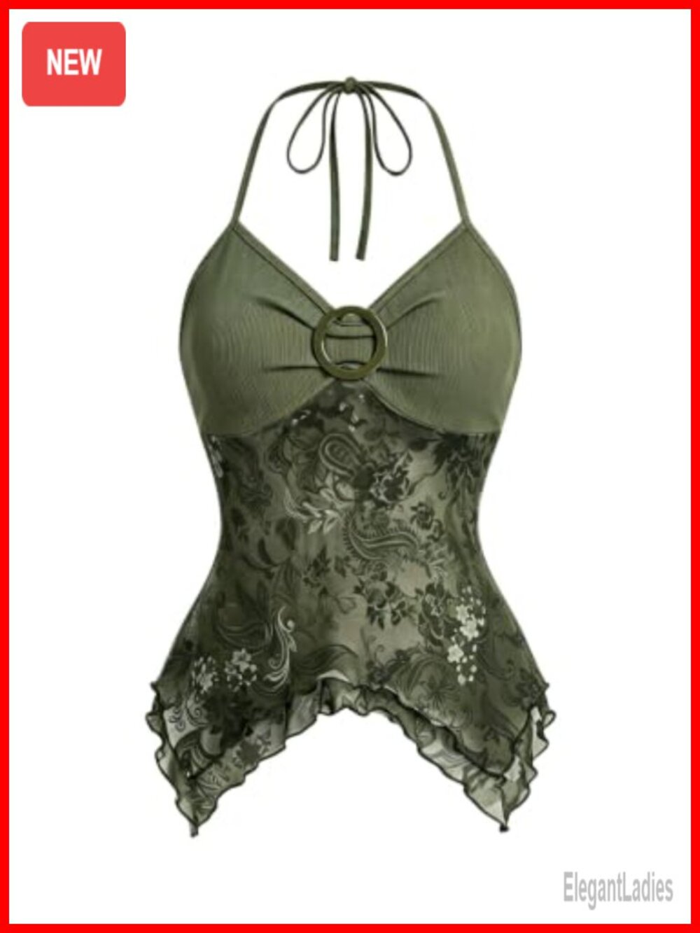 Y2K Halter Top Mesh Asymmetrical Lace Going Out Club Festival Top